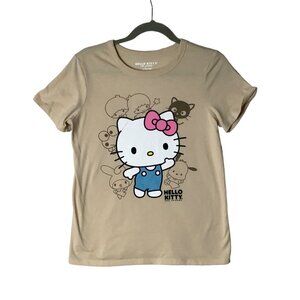 Hello Kitty & Friends Graphic Tee Shirt Sanrio Women Sz XS Cotton Blend Beige